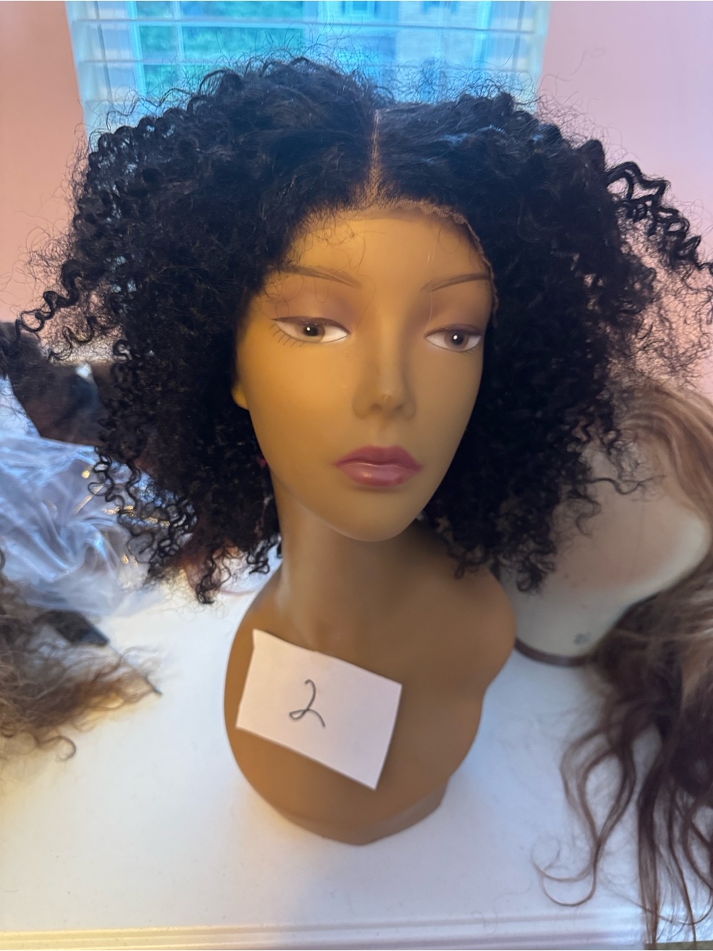8inch Short jerry Curl closure wig Black -by unice